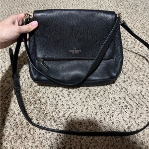 kate spade Black Pebbled Leather Crossbody with Gold Hardware